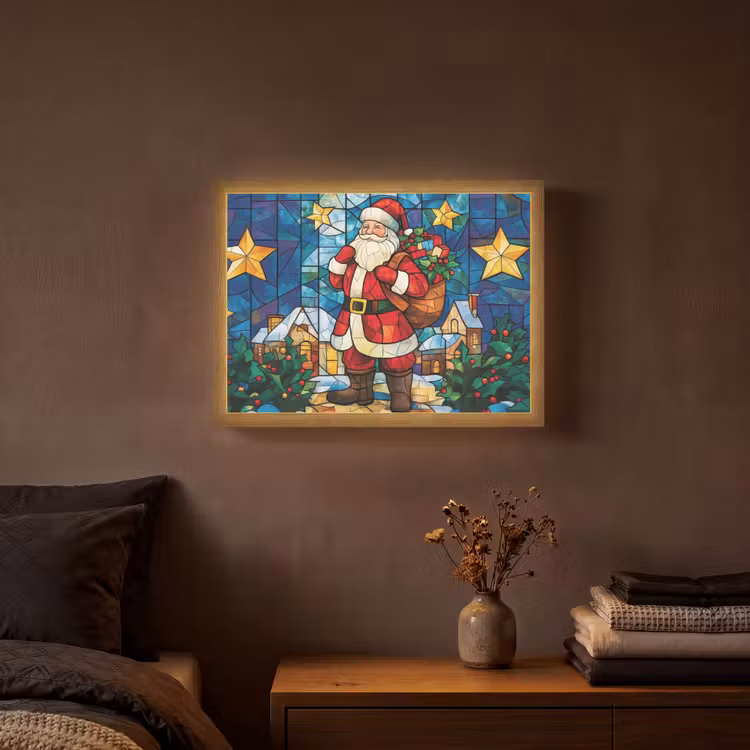 Lightbox - Wandlamp - Kerstman - Glas - Kleurrijk — 3