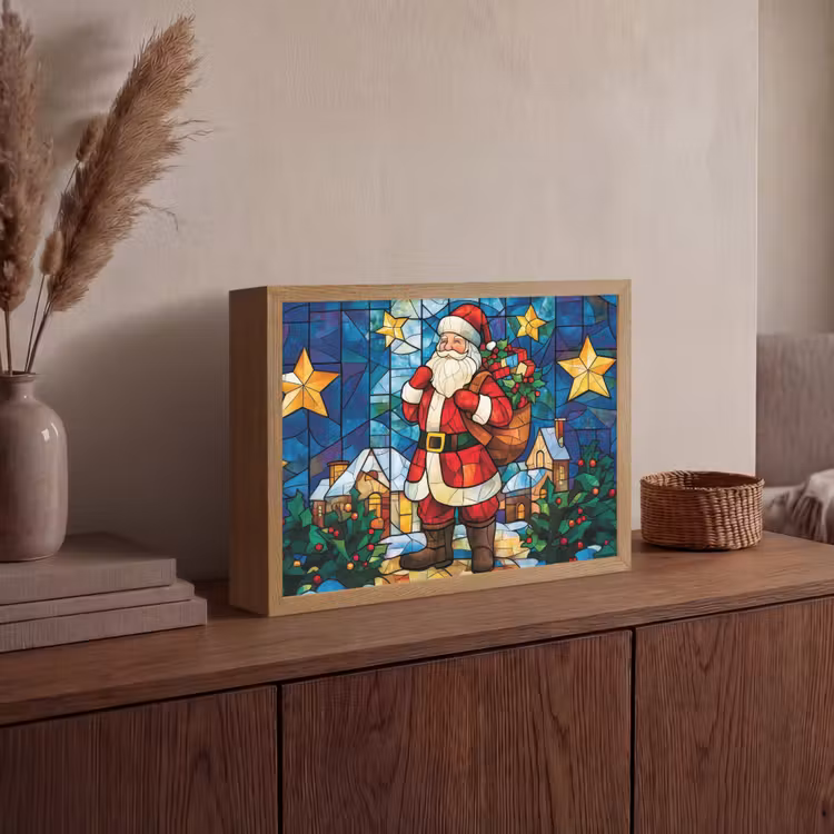 Lightbox - Wandlamp - Kerstman - Glas - Kleurrijk — 4