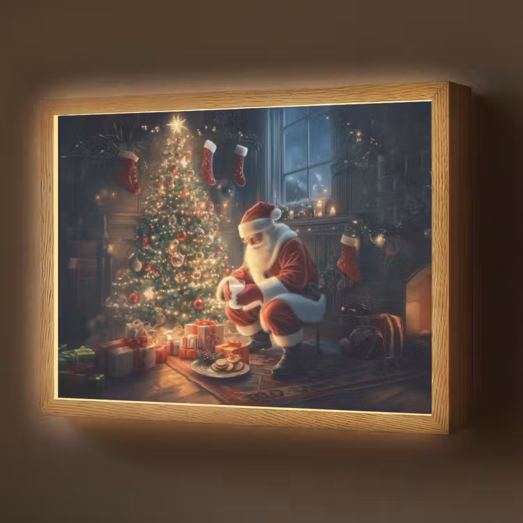 Lightbox - Wandlamp - Kerstman - Haard - Donker — 1