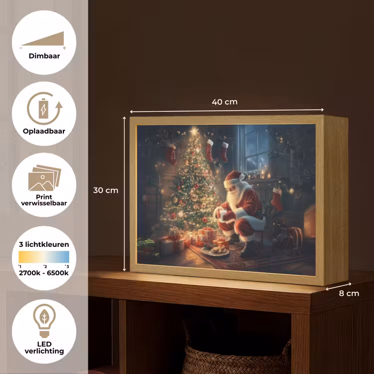 Lightbox - Wandlamp - Kerstman - Haard - Donker — 10