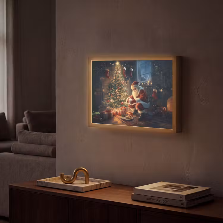 Lightbox - Wandlamp - Kerstman - Haard - Donker — 2