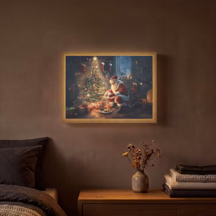 Lightbox - Wandlamp - Kerstman - Haard - Donker — 3