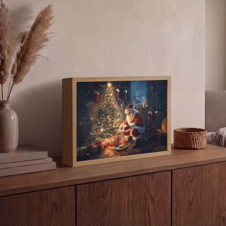 Lightbox - Wandlamp - Kerstman - Haard - Donker — 4