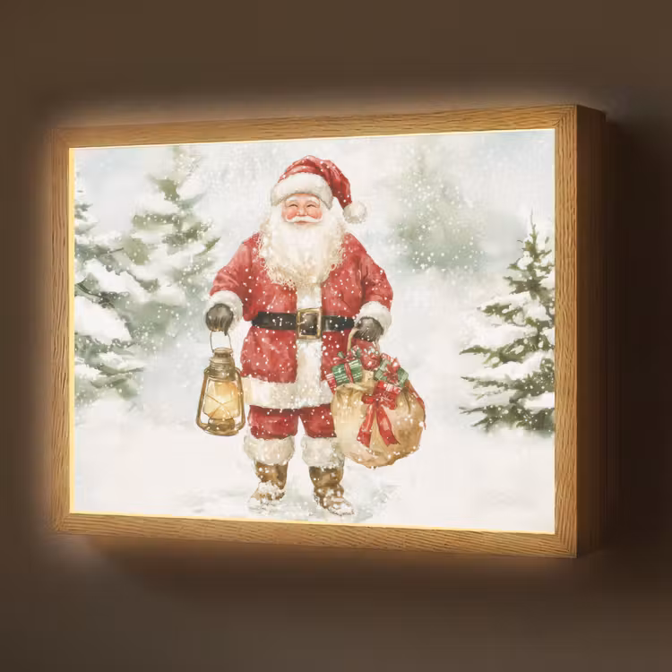 Lightbox - Wandlamp - Kerstman- Winter - Sneeuw - Wit - Rood — 1