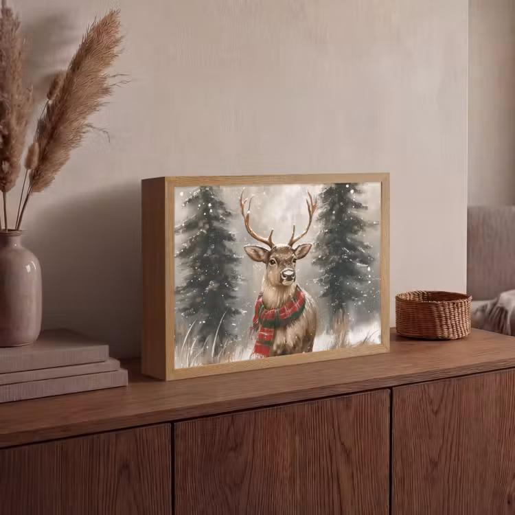 Lightbox - Wandlamp - Winter - Bos - Rendier - Donker — 4