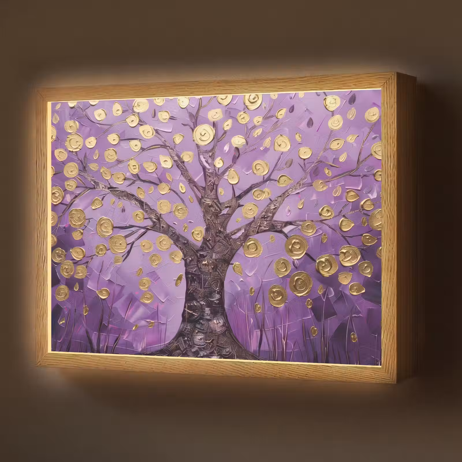Lightbox - Wandlamp - Levensboom - Boom - Paars - Goud - Modern — 1