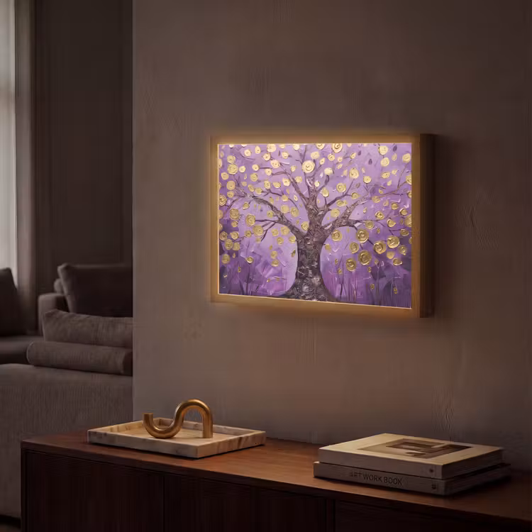 Lightbox - Wandlamp - Levensboom - Boom - Paars - Goud - Modern — 2