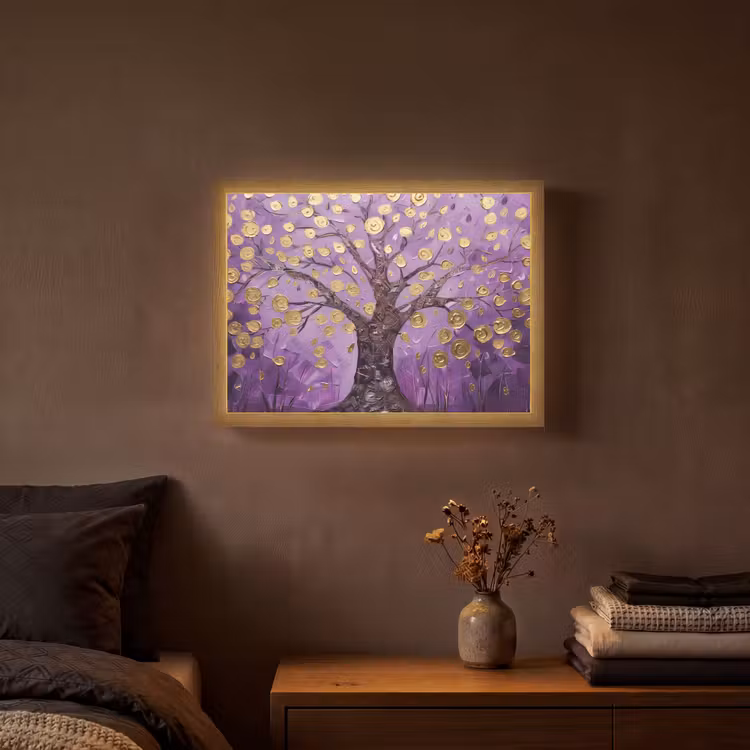 Lightbox - Wandlamp - Levensboom - Boom - Paars - Goud - Modern — 3