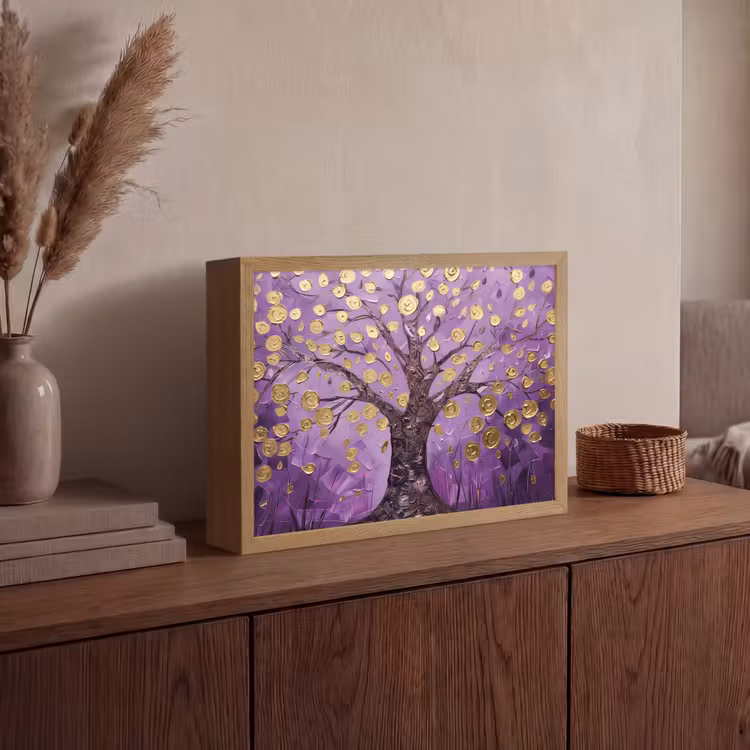 Lightbox - Wandlamp - Levensboom - Boom - Paars - Goud - Modern — 4