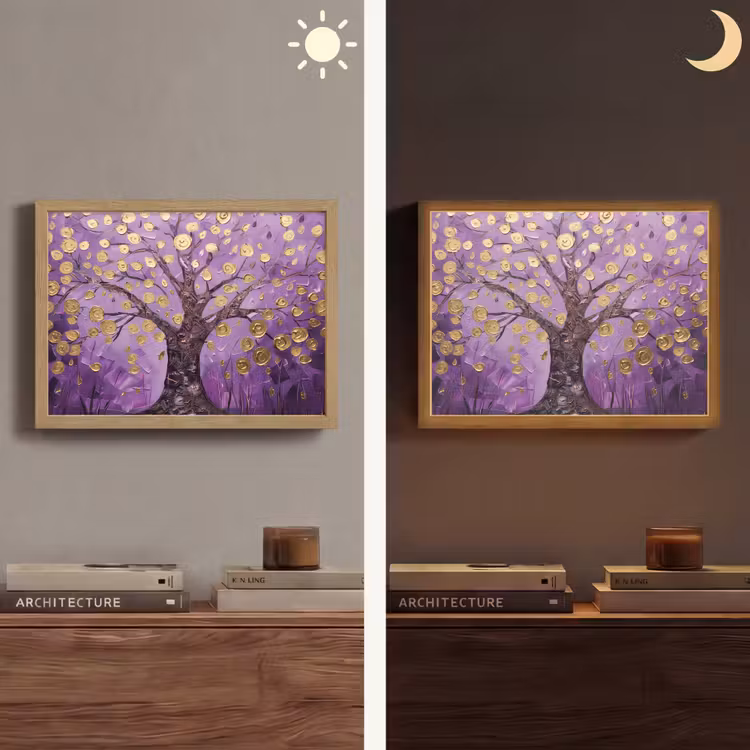 Lightbox - Wandlamp - Levensboom - Boom - Paars - Goud - Modern — 6