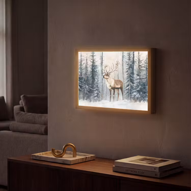 Lightbox - Wandlamp - Rendier - Sneeuw - Woud - Wit — 2