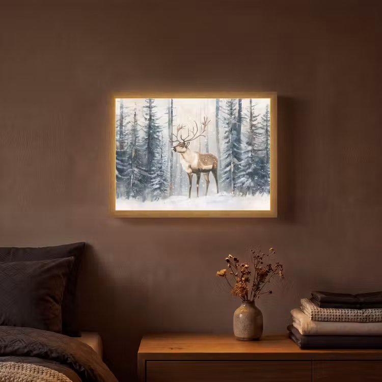 Lightbox - Wandlamp - Rendier - Sneeuw - Woud - Wit — 3