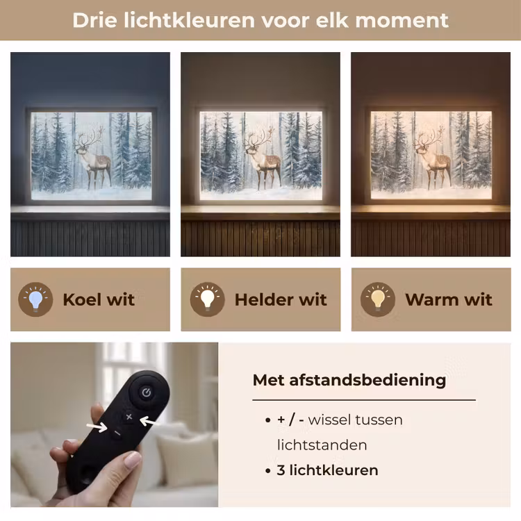 Lightbox - Wandlamp - Rendier - Sneeuw - Woud - Wit — 8