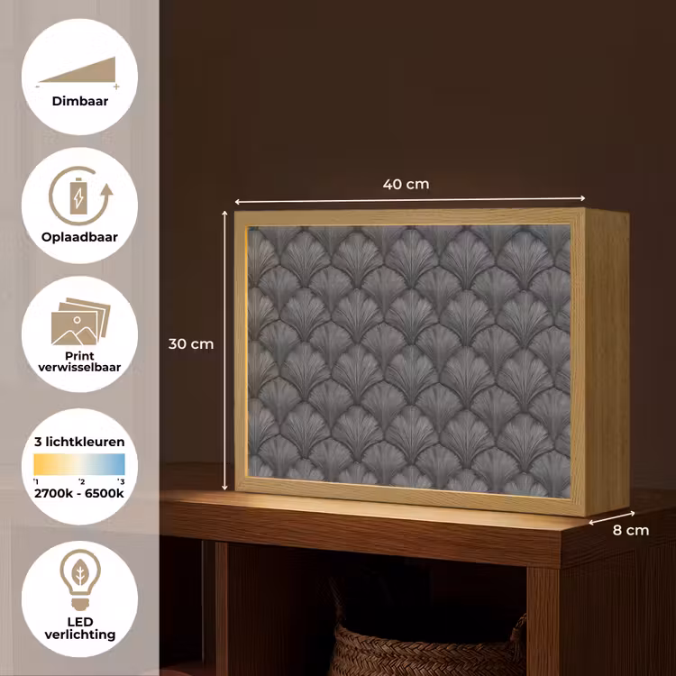 Lightbox - Wandlamp - Waaier - Motief - Grijs — 10