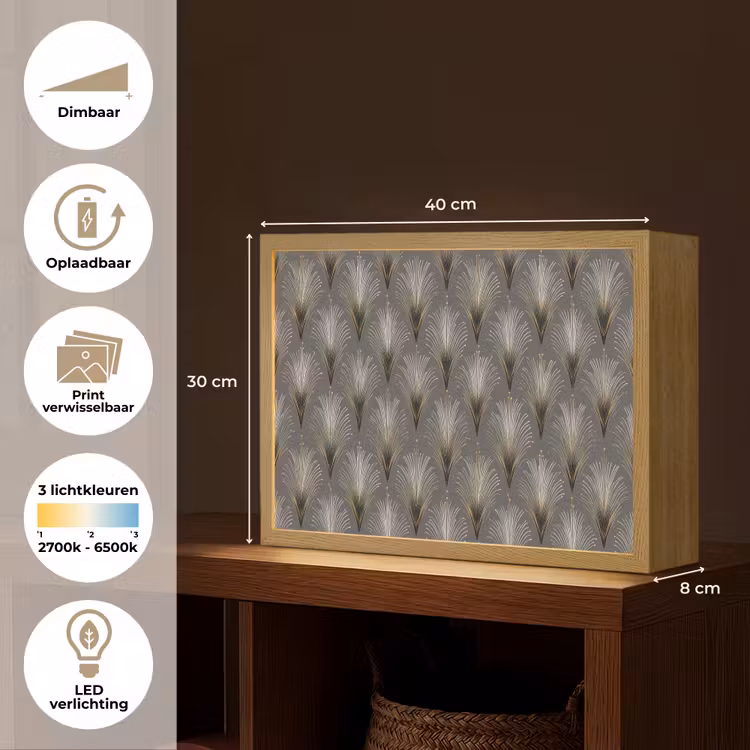 Lightbox - Wandlamp - Waaierstralen - Goud - Antraciet — 10