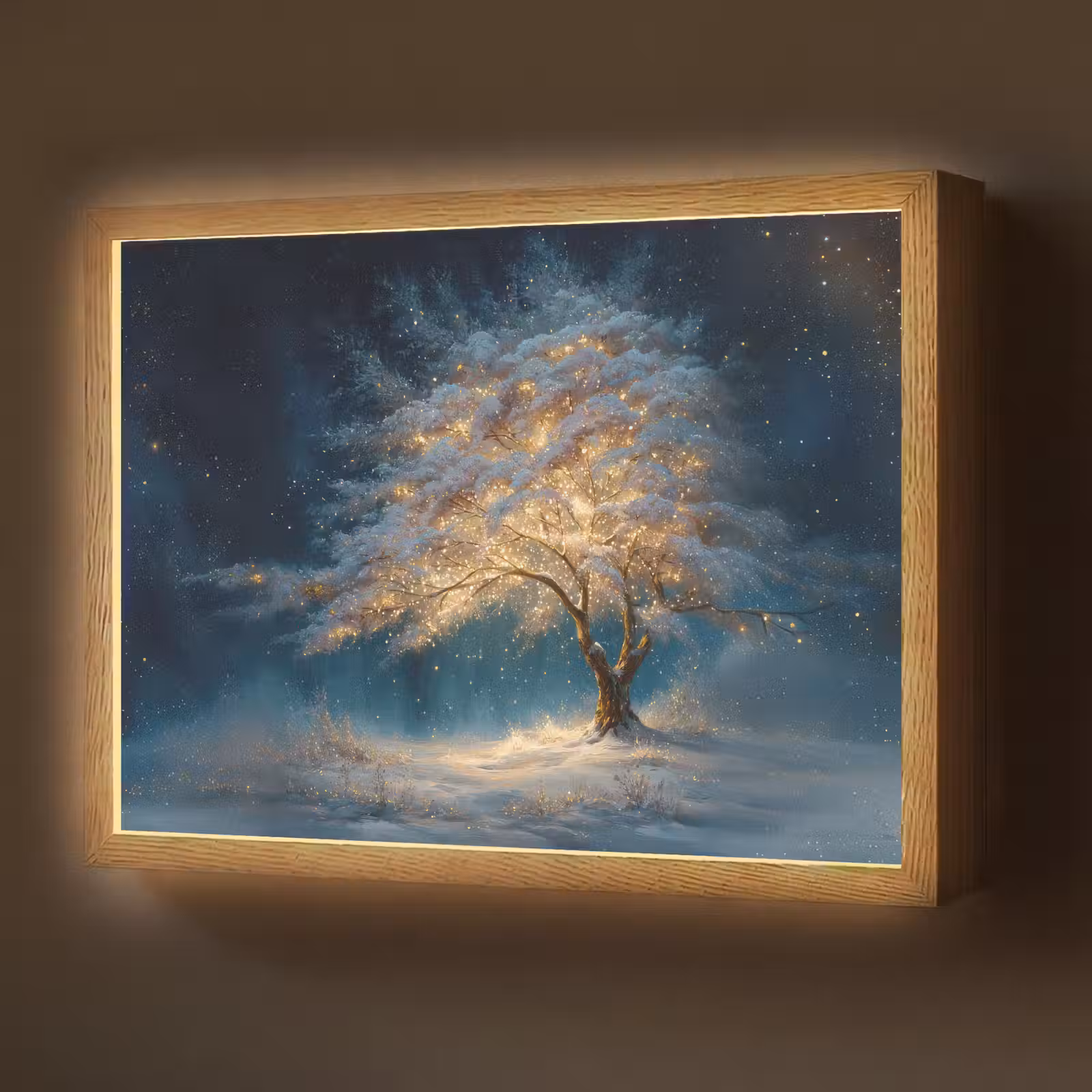 Lightbox - Wandlamp - Levensboom - Nacht - Donker - Blauw — 1