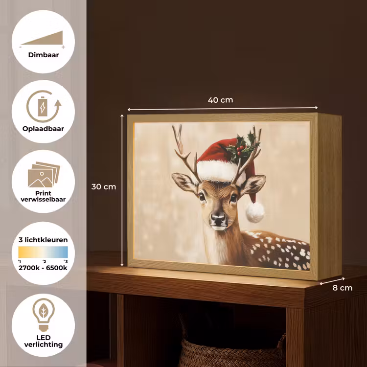 Lightbox - Wandlamp - Kerst - Hert - Gewei - Rood — 10