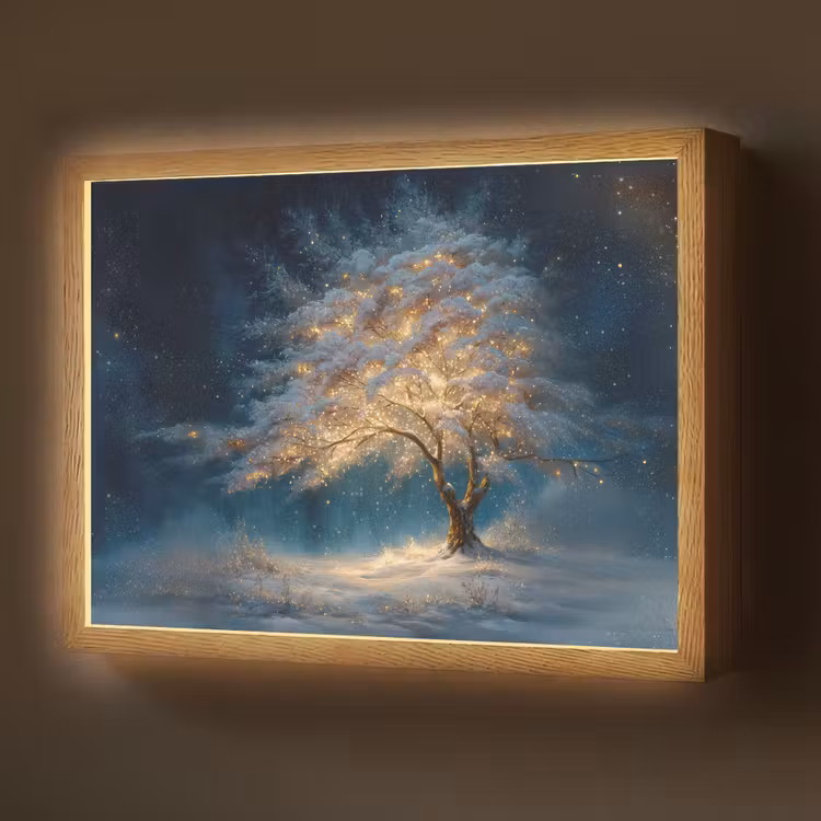 Lightbox - Wandlamp - Levensboom - Nacht - Donker - Blauw — 1
