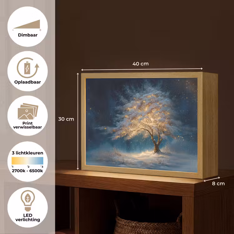 Lightbox - Wandlamp - Levensboom - Nacht - Donker - Blauw — 10