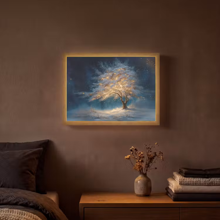 Lightbox - Wandlamp - Levensboom - Nacht - Donker - Blauw — 3