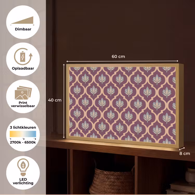 Lightbox - Wandlamp - Patroon - Paars - Bloem — 10