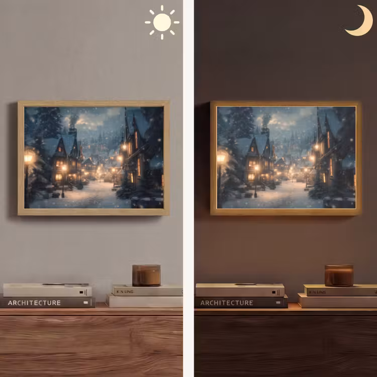 Lightbox - Wandlamp - Winterdorp - Sneeuw - Donker — 6