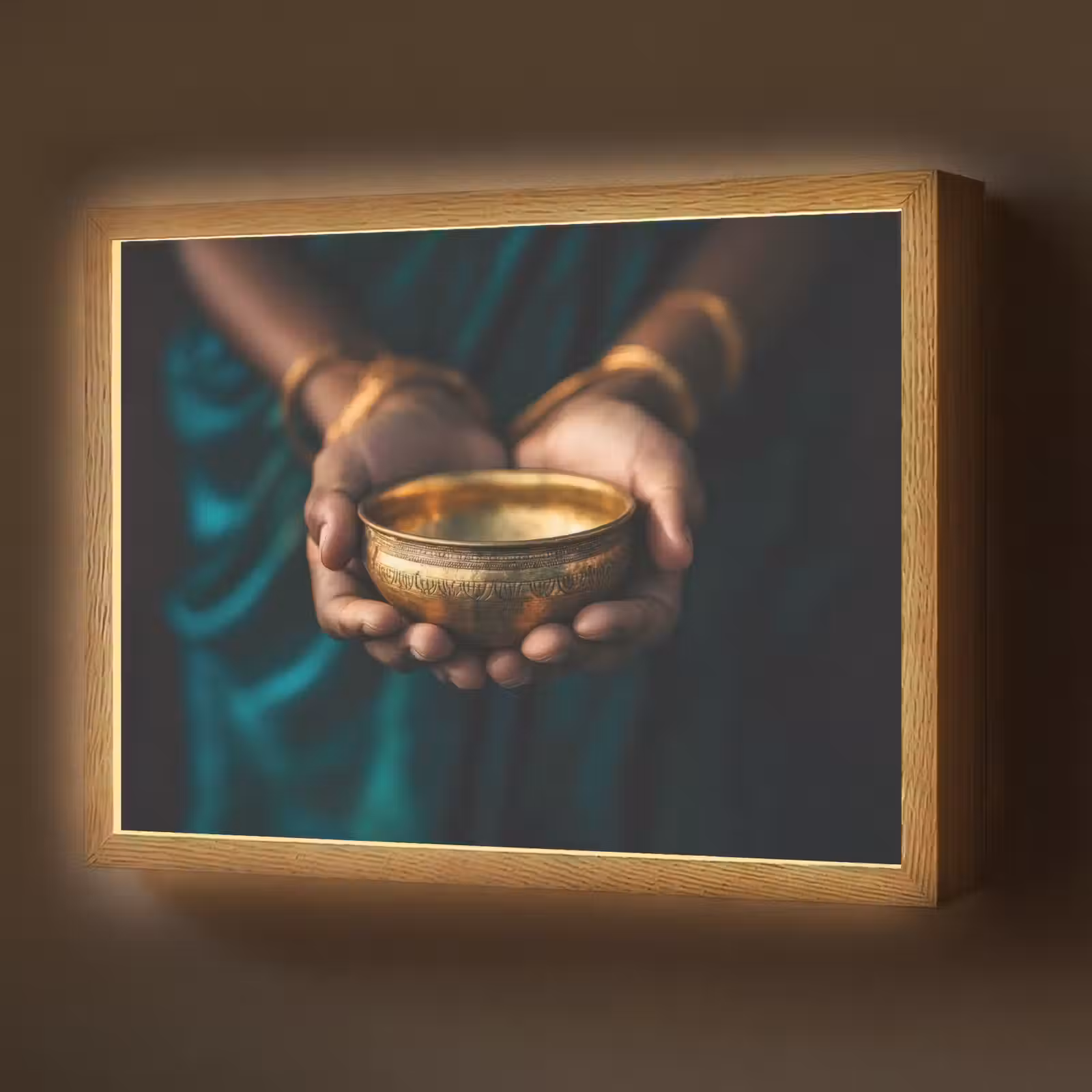Lightbox - Wandlamp - Goud - Kom - Blauw — 1
