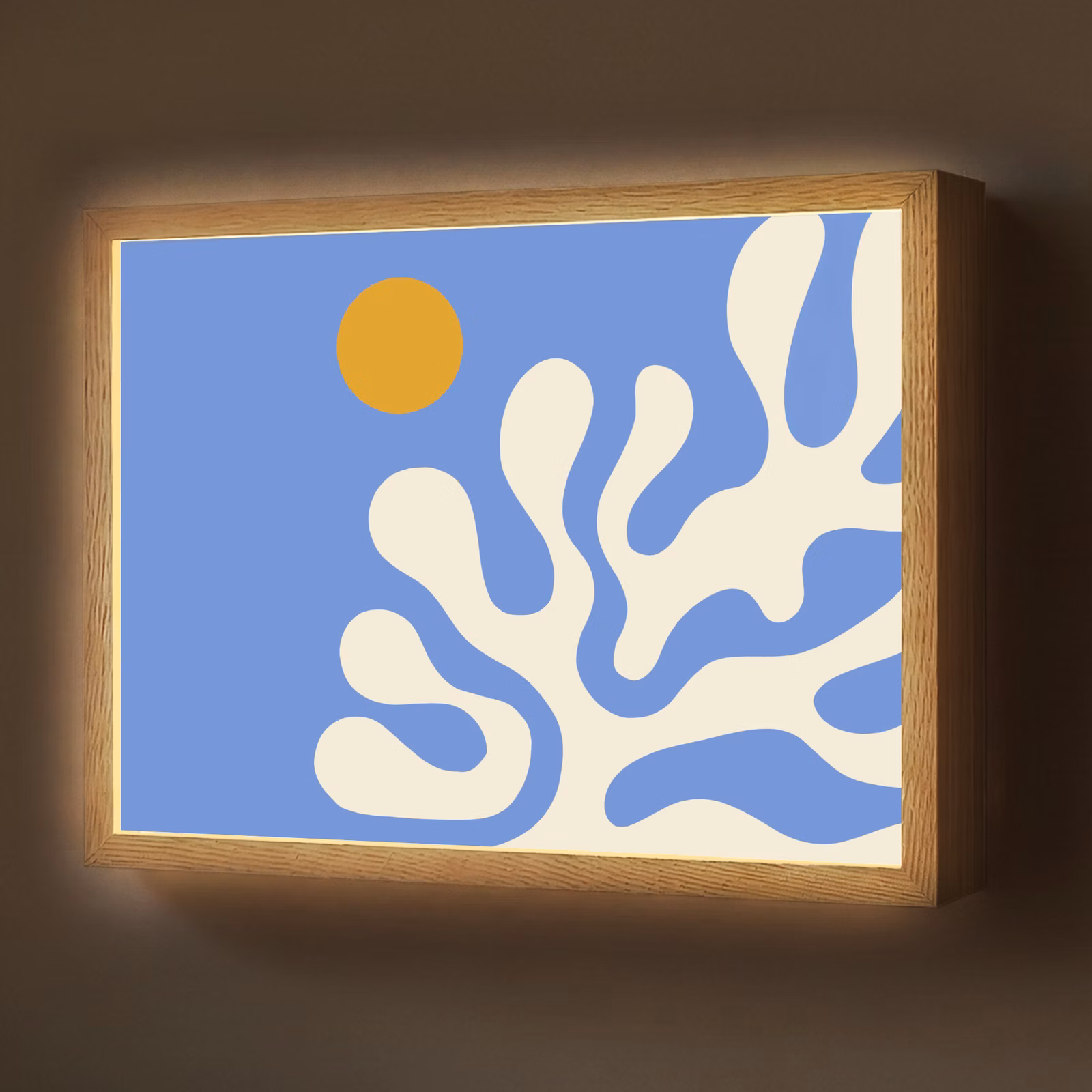 Lightbox - Wandlamp - Minimalistisch - Organisch patroon - Blauw — 1