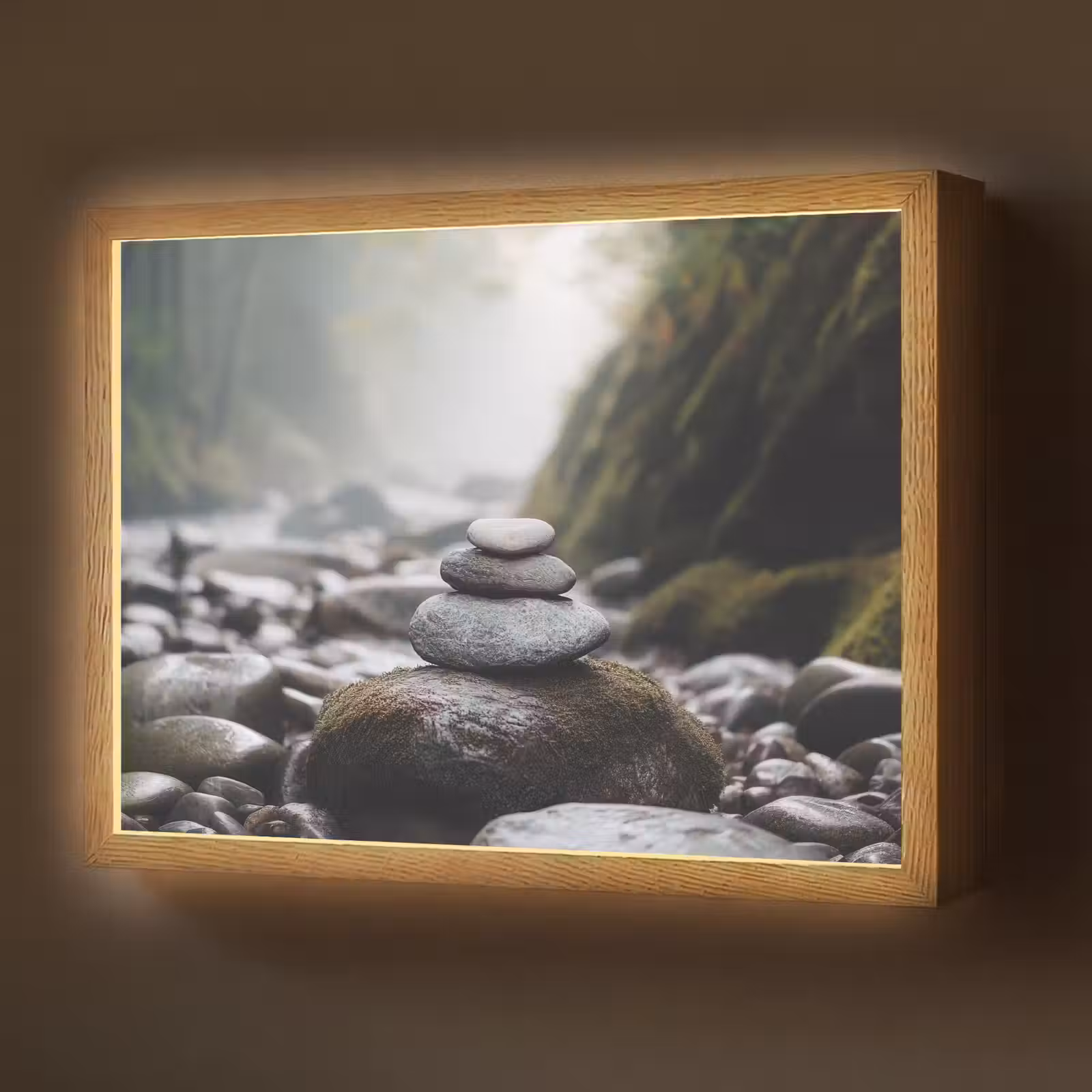 Lightbox - Wandlamp - Stenen - Stapel - Natuur — 1