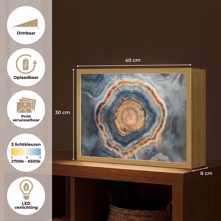 Lightbox - Wandlamp - Cirkel - Ringen - Steen - Tinten — 10