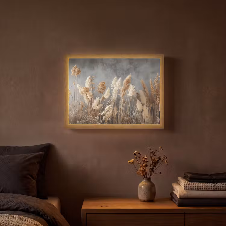 Lightbox - Wandlamp - Gedroogde Veldbloemen - Grijs - Beton — 3