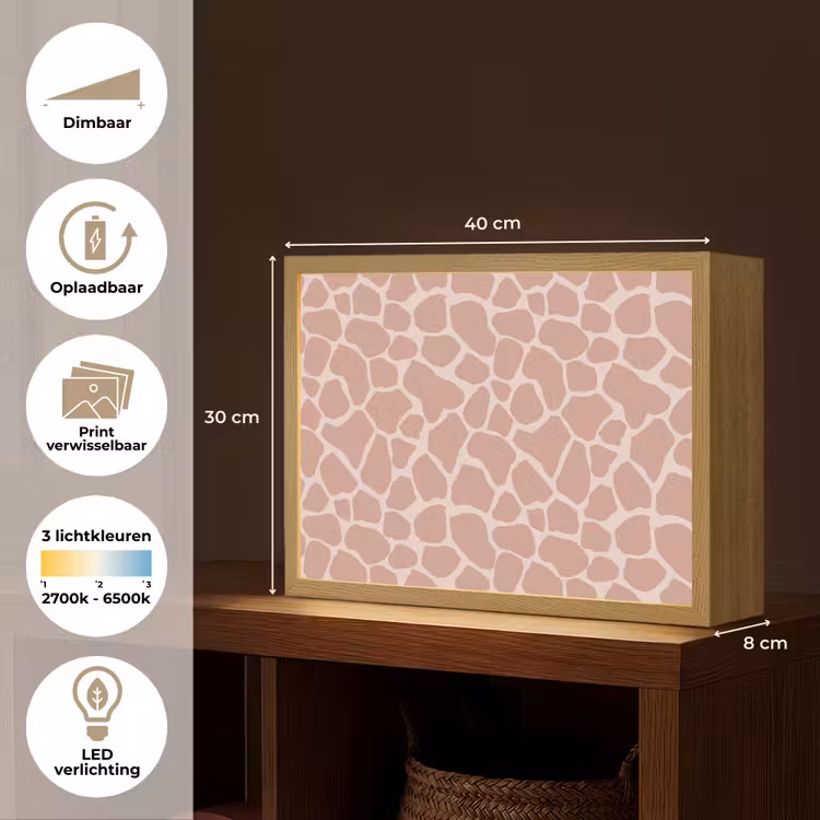 Lightbox - Wandlamp - Giraffe - Lichtroze - Warm - Roze — 10