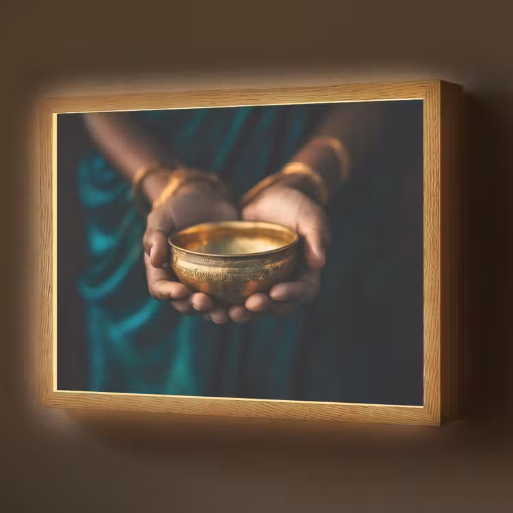 Lightbox - Wandlamp - Goud - Kom - Blauw — 1