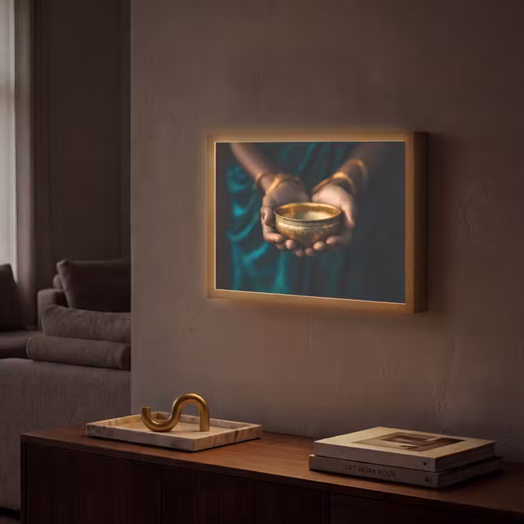 Lightbox - Wandlamp - Goud - Kom - Blauw — 2