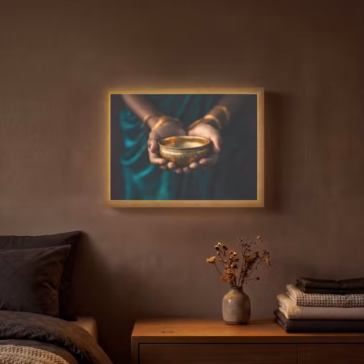 Lightbox - Wandlamp - Goud - Kom - Blauw — 3