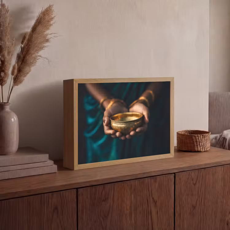 Lightbox - Wandlamp - Goud - Kom - Blauw — 4