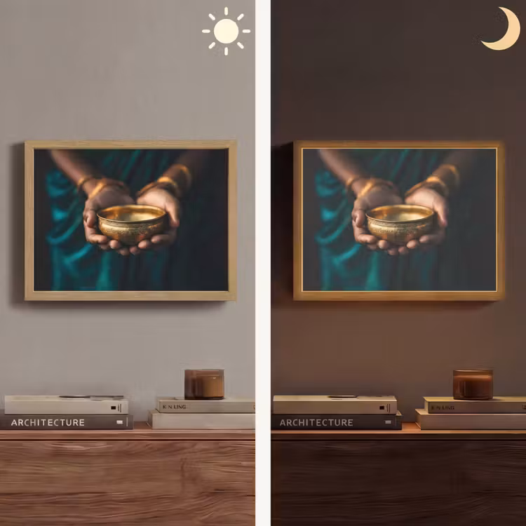 Lightbox - Wandlamp - Goud - Kom - Blauw — 6