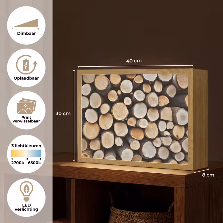 Lightbox - Wandlamp - Hout - Boomstammen - Textuur — 10