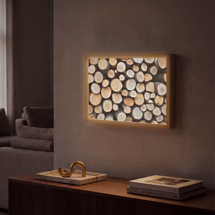 Lightbox - Wandlamp - Hout - Boomstammen - Textuur — 2