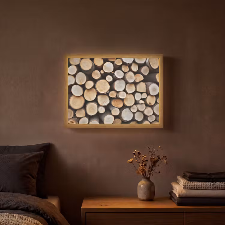 Lightbox - Wandlamp - Hout - Boomstammen - Textuur — 3