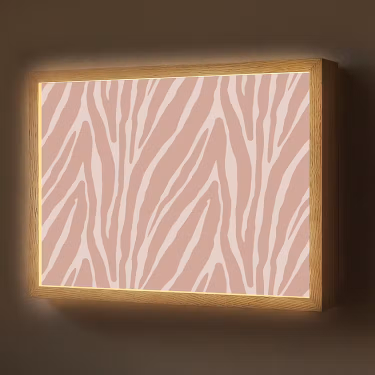 Lightbox - Wandlamp - Lichtroze - Zebra - Patroon - Donkerroze — 1