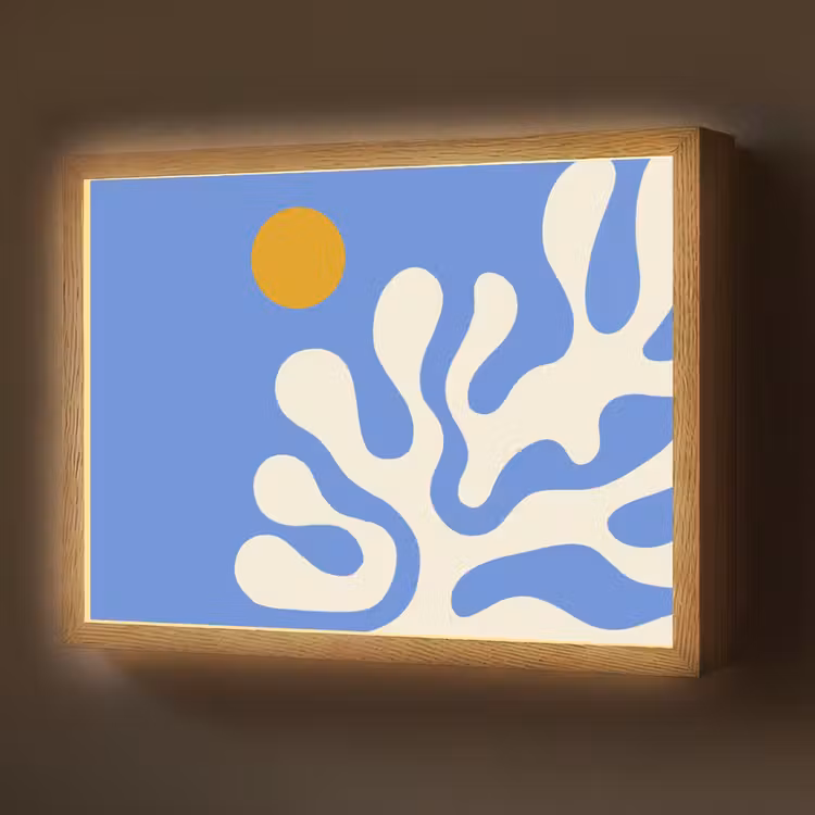 Lightbox - Wandlamp - Minimalistisch - Organisch patroon - Blauw — 1