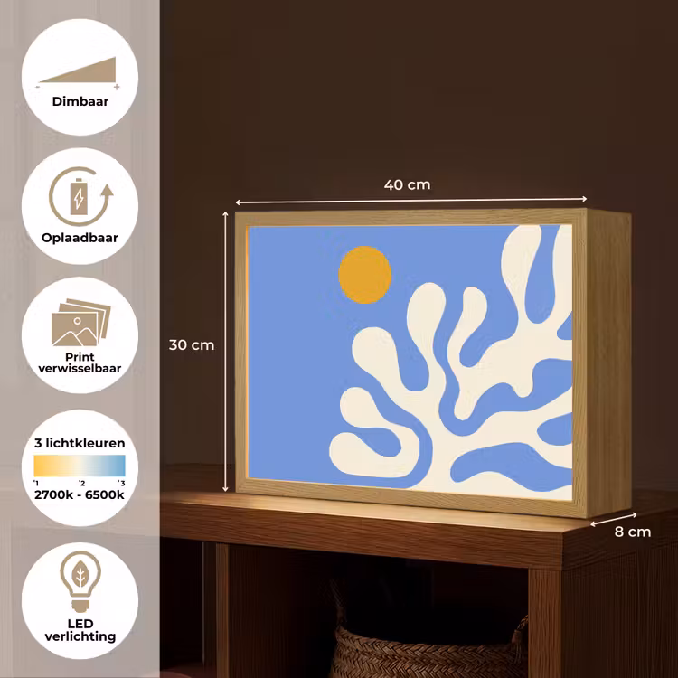 Lightbox - Wandlamp - Minimalistisch - Organisch patroon - Blauw — 10