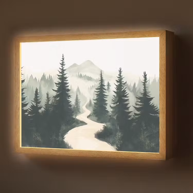 Lightbox - Wandlamp - Pad - Bomen - Bos - Illustratie — 1