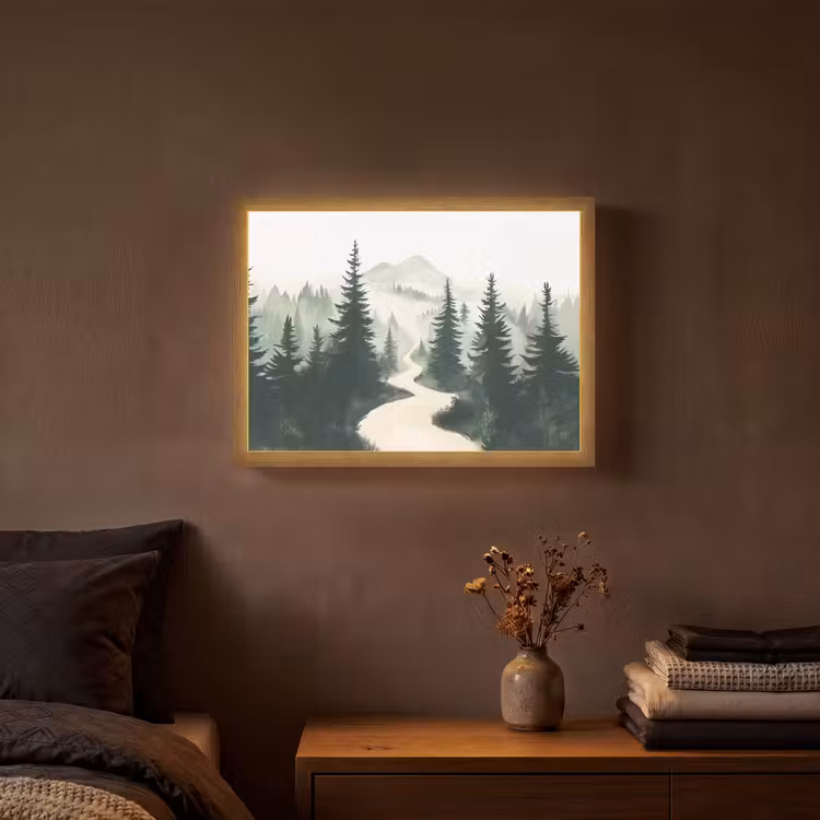 Lightbox - Wandlamp - Pad - Bomen - Bos - Illustratie — 3