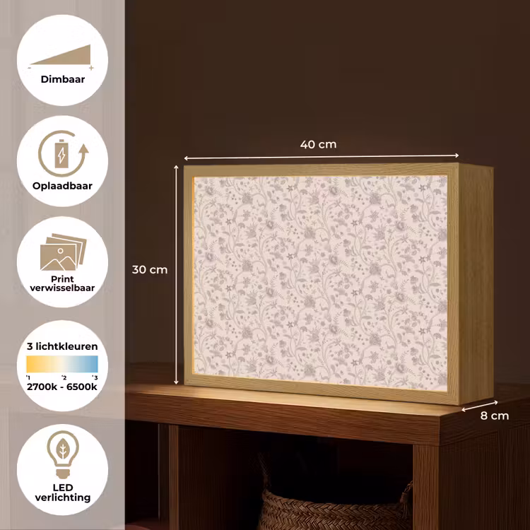 Lightbox - Wandlamp - Patroon - Bloemen - Paars — 10