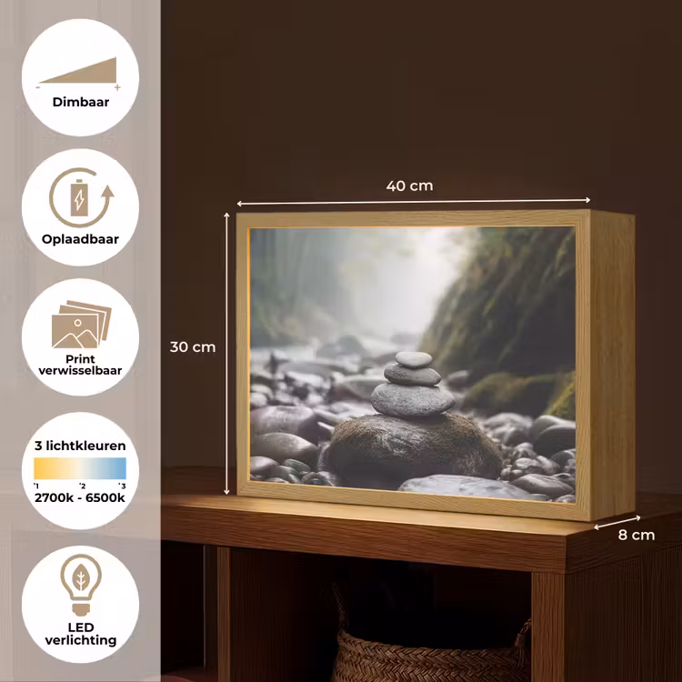 Lightbox - Wandlamp - Stenen - Stapel - Natuur — 10