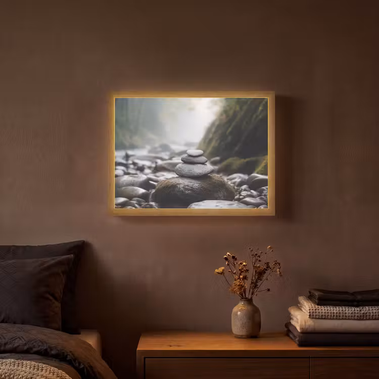 Lightbox - Wandlamp - Stenen - Stapel - Natuur — 3