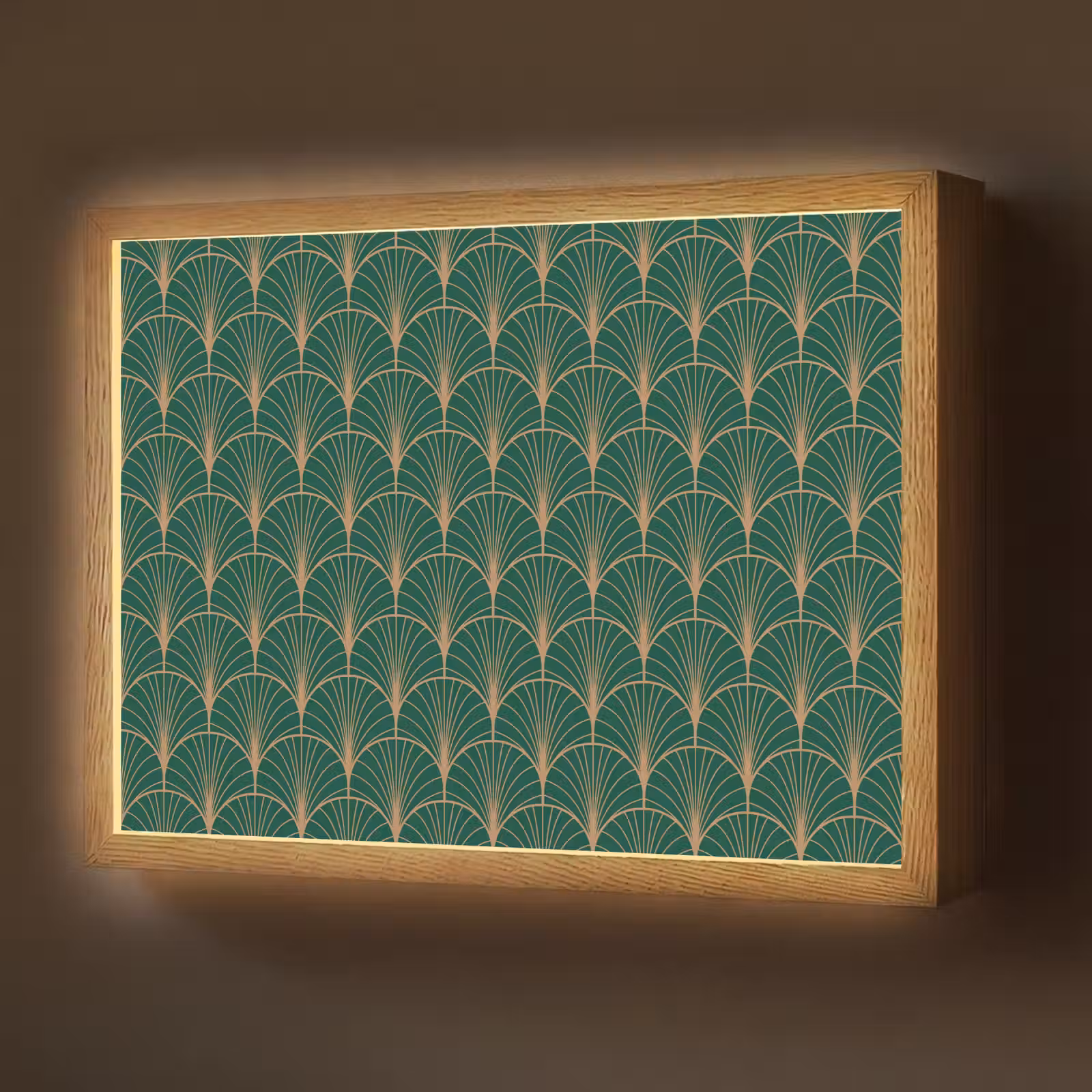 Lightbox - Wandlamp - Patroon - Groen - Goud - Symmetrisch — 1