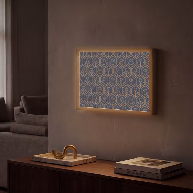 Lightbox - Wandlamp - Donkerblauw - Patroon - Bloem - Symmetrisch — 2